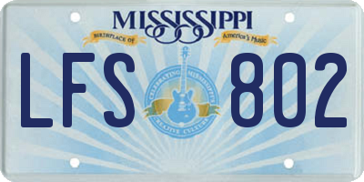 MS license plate LFS802