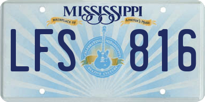 MS license plate LFS816