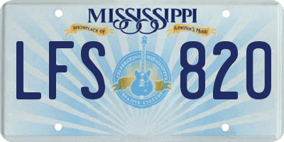 MS license plate LFS820