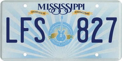 MS license plate LFS827