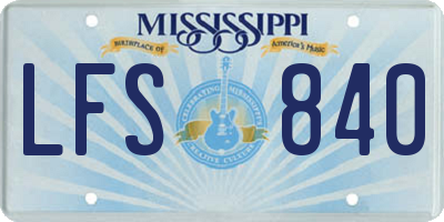 MS license plate LFS840