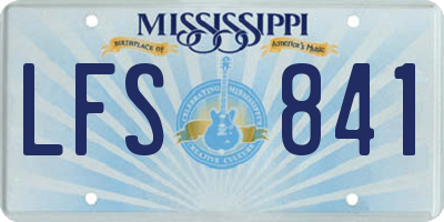 MS license plate LFS841