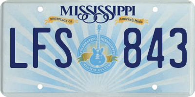 MS license plate LFS843