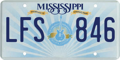 MS license plate LFS846