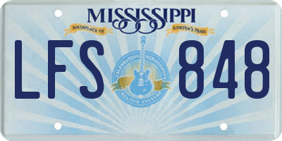 MS license plate LFS848
