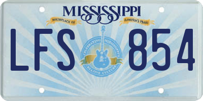 MS license plate LFS854