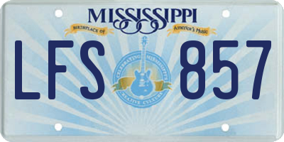MS license plate LFS857