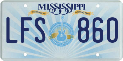 MS license plate LFS860