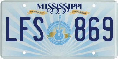 MS license plate LFS869