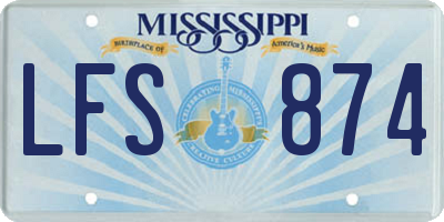 MS license plate LFS874