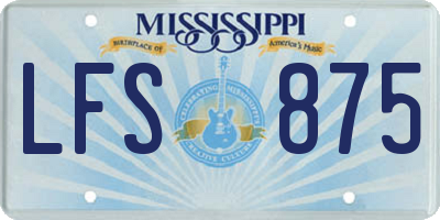 MS license plate LFS875