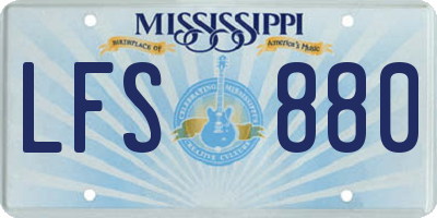 MS license plate LFS880