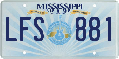 MS license plate LFS881