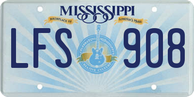 MS license plate LFS908