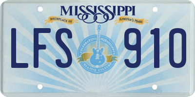 MS license plate LFS910