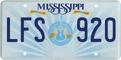 MS license plate LFS920