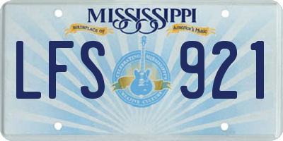 MS license plate LFS921