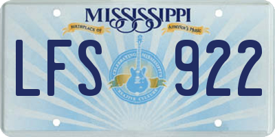 MS license plate LFS922