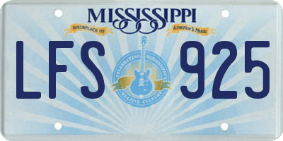 MS license plate LFS925