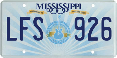 MS license plate LFS926