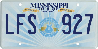 MS license plate LFS927