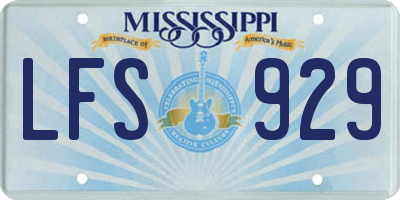 MS license plate LFS929