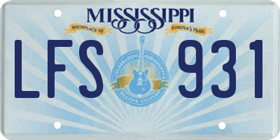 MS license plate LFS931