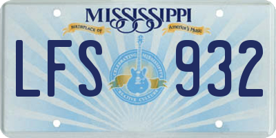 MS license plate LFS932