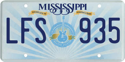 MS license plate LFS935