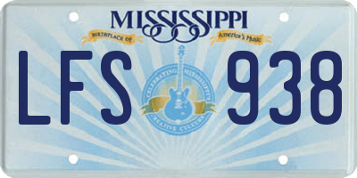 MS license plate LFS938