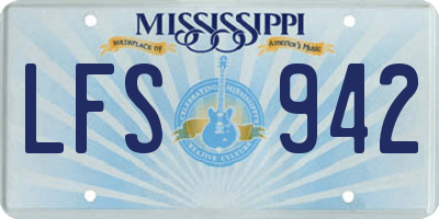MS license plate LFS942