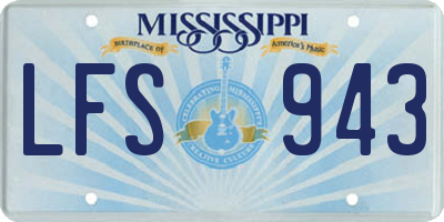 MS license plate LFS943