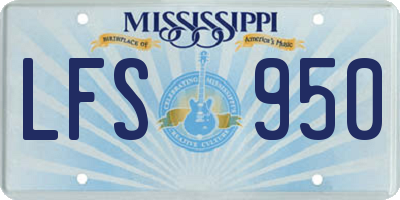 MS license plate LFS950