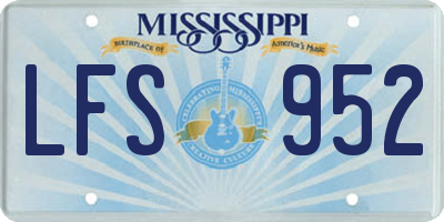 MS license plate LFS952