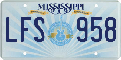 MS license plate LFS958