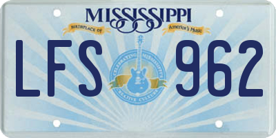 MS license plate LFS962