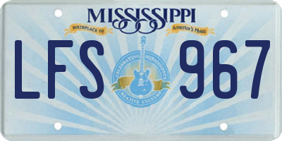 MS license plate LFS967