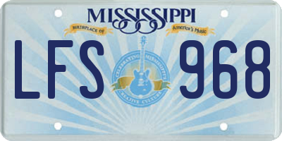 MS license plate LFS968