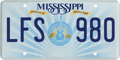 MS license plate LFS980