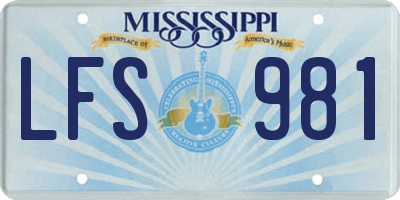 MS license plate LFS981