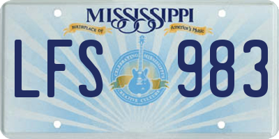 MS license plate LFS983