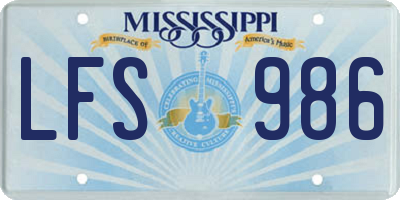 MS license plate LFS986
