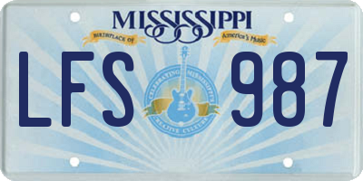 MS license plate LFS987