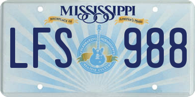 MS license plate LFS988