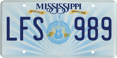 MS license plate LFS989