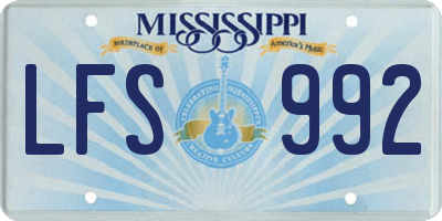 MS license plate LFS992