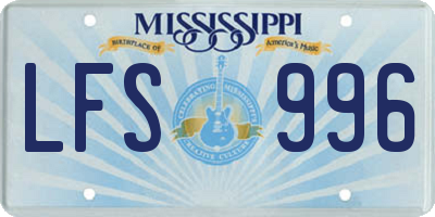 MS license plate LFS996