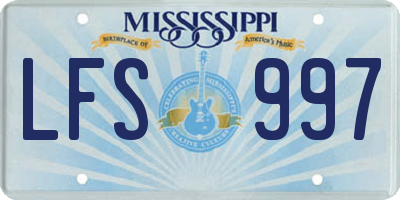 MS license plate LFS997