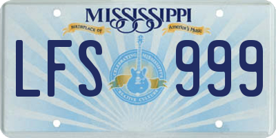 MS license plate LFS999
