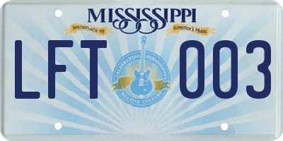 MS license plate LFT003